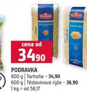 PODRAVKA 600 g Tarhoňa 600 g Těstovinová rýže