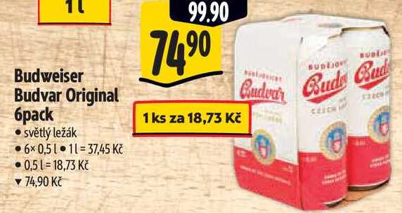 Budweiser Budvar Original 6pack, 6x 0,5 l