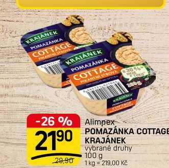 POMAZÁNKA COTTAGE KRAJÁNEK vybrané druhy 100 g  