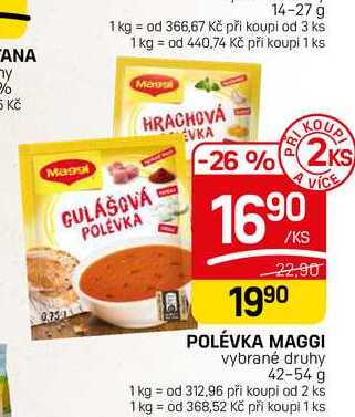 POLÉVKA MAGGI vybrané druhy 42-54 g