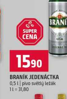 BRANÍK JEDENÁCTKA 0,5l pivo světlý ležák 