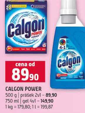 CALGON POWER 500 g prášek 2v1 750 ml gel 4v1
