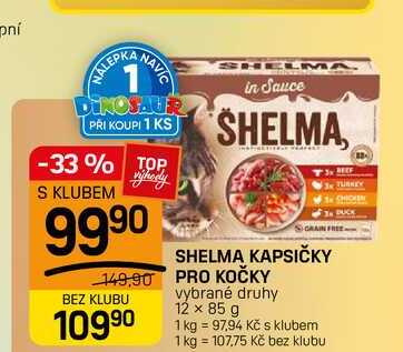 SHELMA KAPSIČKY PRO KOČKY vybrané druhy 12 x 85 g