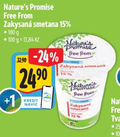 Nature's Promise Free From Zakysaná smetana 15%, 180 g 