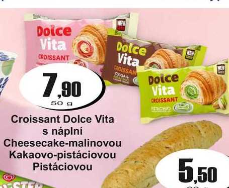 Croissant Dolce Vita s náplní Cheesecake-malinovou Kakaovo-pistáciovou Pistáciovou 50 g