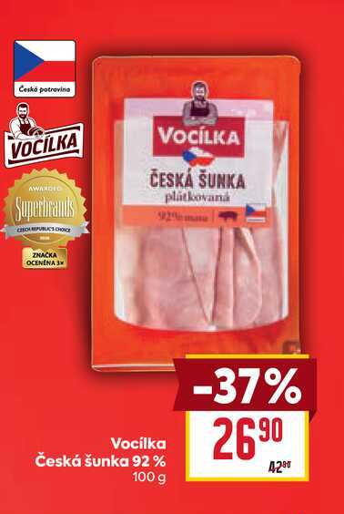 Vocilka Česká šunka 92% 100 g