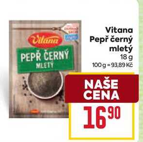 Vitana Pepř černý mletý 18g