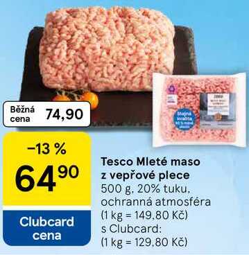Tesco Mleté maso z vepřové plece, 500 g