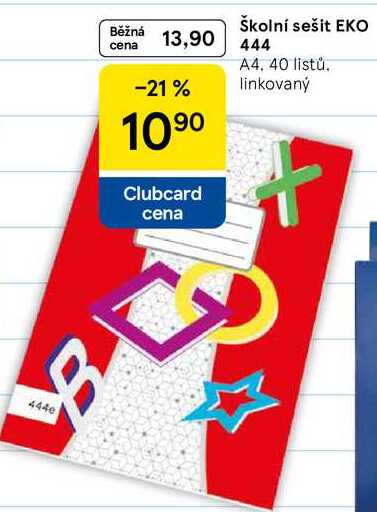 Školní sešit EKO 444, A4, 40 listů. linkovaný 