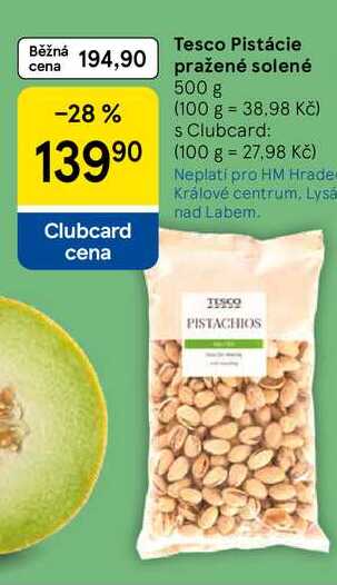 Tesco Pistácie pražené solené, 500 g 