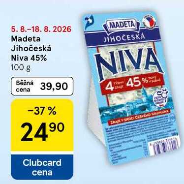 Madeta Jihočeská Niva 45%, 100 g
