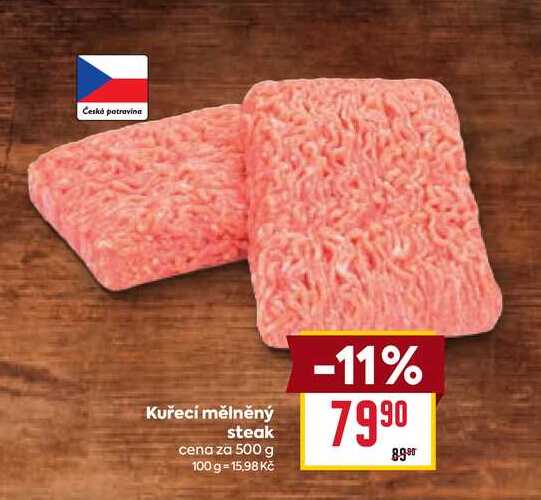 Kuřecí mělněný steak cena za 500 g 