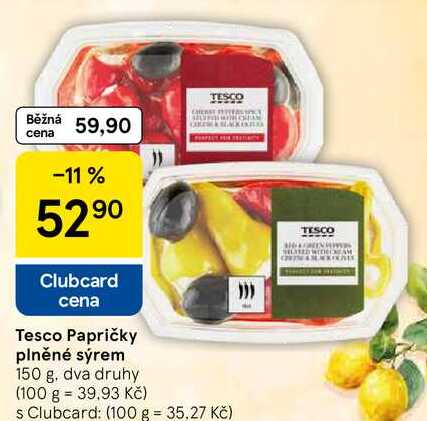 Tesco Papričky plněné sýrem, 150 g