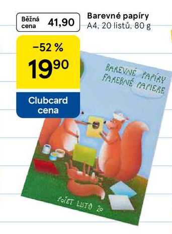 Barevné papíry A4, 20 listů, 80 g