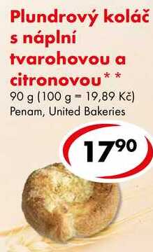 Plundrový koláč s náplní tvarohovou a citronovou, 90 g