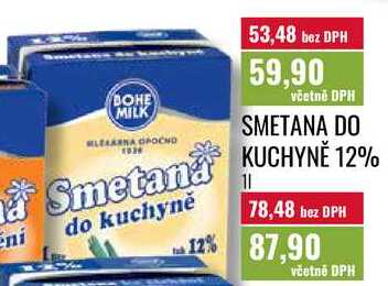 SMETANA DO KUCHYNĚ 12%, 1l 