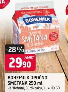 BOHEMILK OPOČNO SMETANA 250 ml ke šlehání, 33% tuku