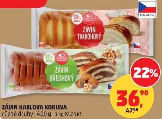 ZÁVIN KARLOVA KORUNA různé druhy, 400 g