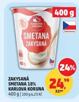 ZAKYSANÁ SMETANA 18% KARLOVA KORUNA, 400 g  
