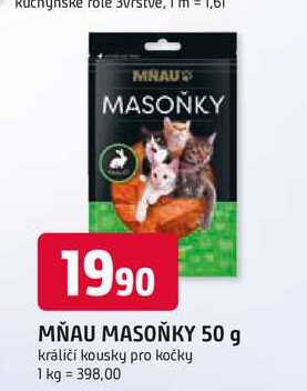 MŇAU MASOŇKY 50 g králičí kousky pro kočky 