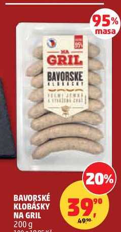 BAVORSKÉ KLOBÁSKY NA GRIL, 200 g
