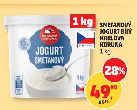 SMETANOVÝ JOGURT BÍLÝ KARLOVA KORUNA, 1 kg