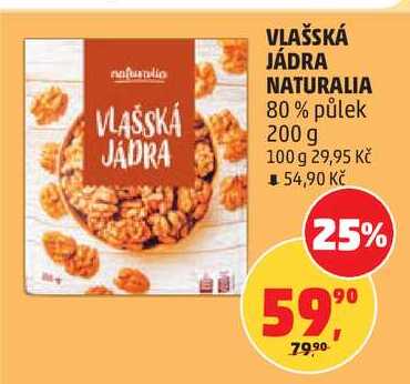 VLAŠSKÁ JÁDRA NATURALIA 80% půlek, 200 g  