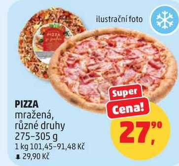 PIZZA mražená, různé druhy, 275-305 g