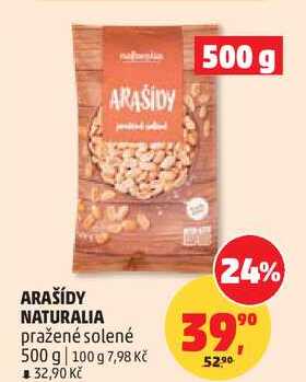 ARAŠÍDY NATURALIA pražené solené, 500 g 