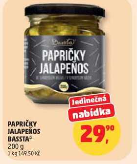 PAPRIČKY JALAPEÑOS BASSTA, 200 g