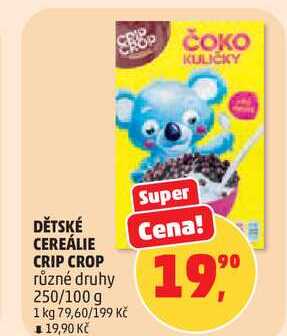 DĚTSKÉ CEREÁLIE CRIP CROP různé druhy, 250/100 g 
