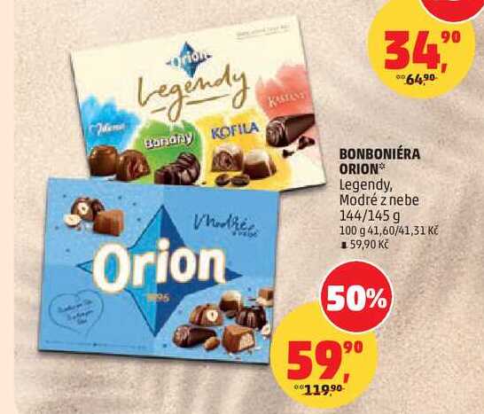 BONBONIÉRA ORION Legendy, Modré z nebe, 144/145 g