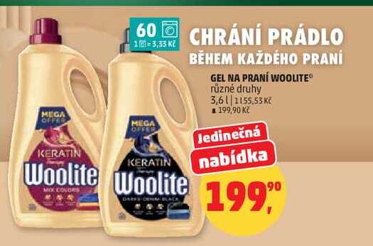 GEL NA PRANÍ WOOLITE různé druhy, 3,6 l