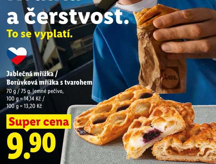 Jablečná mřížka/Borůvková mřížka s tvarohem, 70 g/75 g