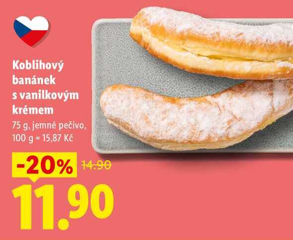 Koblihový banánek s vanilkovým krémem, 75 g