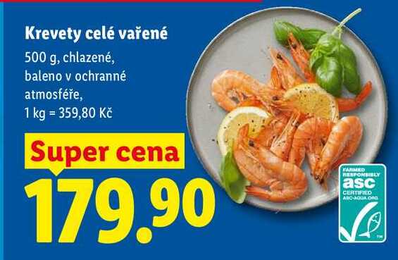 Krevety celé vařené, 500 g