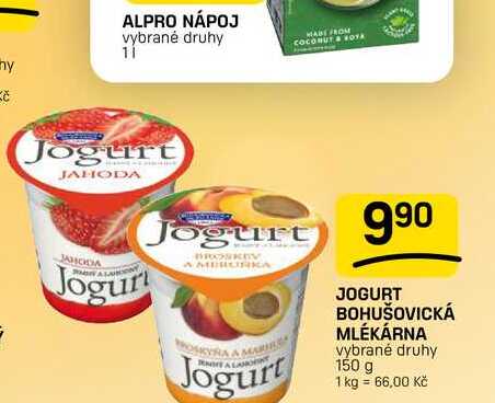 JOGURT BOHUŠOVICKÁ MLÉKÁRNA vybrané druhy 150 g 