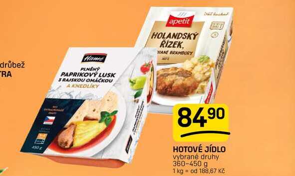 HOTOVÉ JÍDLO vybrané druhy 360-450g