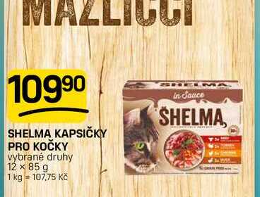 SHELMA KAPSIČKY PRO KOČKY vybrané druhy 12 x 85 g