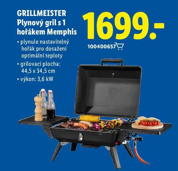 GRILLMEISTER Plynový gril s 1 hořákem Memphis