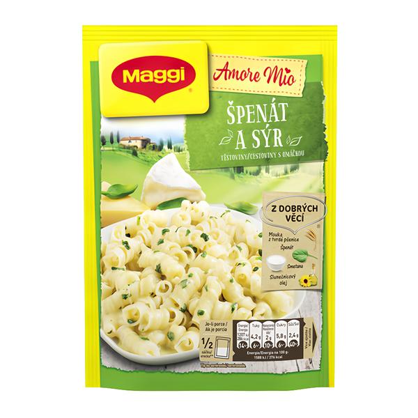 Maggi Amore Mio Špenát a sýr těstoviny s omáčkou sáček