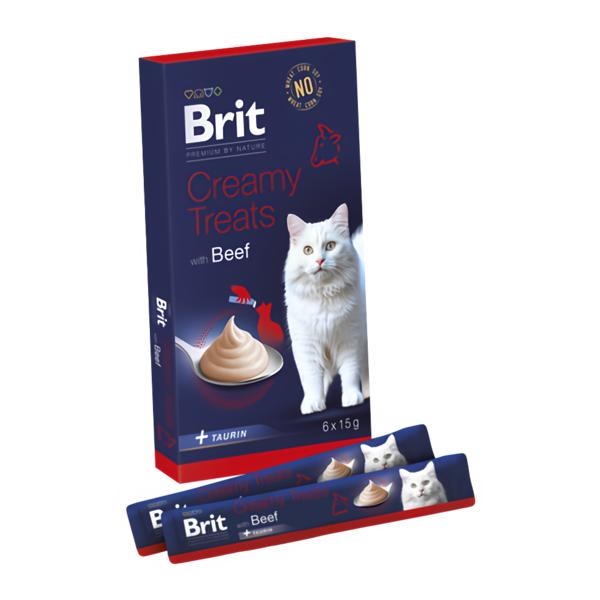 Brit Premium by Nature Cat Creamy Treats with Beef 6x15g, pro kočky