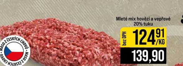 Mleté mix hovězí a vepřové 20% tuku 1kg