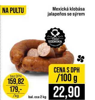 Mexická klobása jalapeños se sýrem 100g