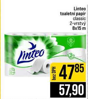 Linteo toaletní papír classic 2-vrstvý 8x15 m