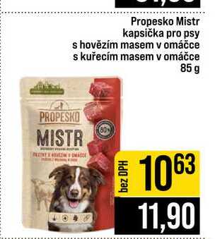 Propesko Mistr kapsička pro psy s hovězím masem v omáčce s kuřecím masem v omáčce 85 g 