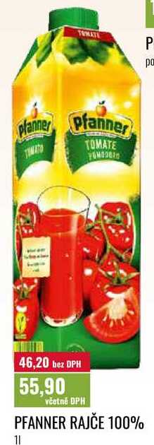 PFANNER RAJČE 100% 1l