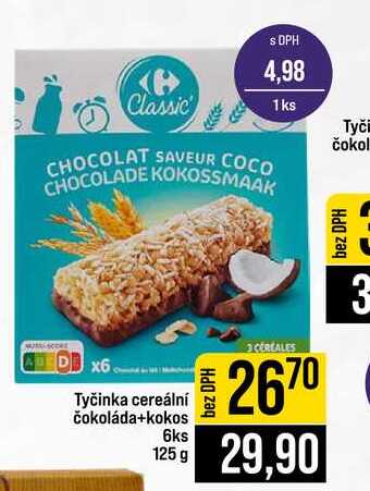 Tyčinka cereální čokoláda+kokos 6ks 125g