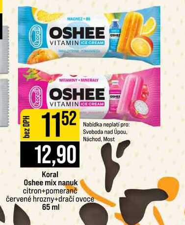 Koral Oshee mix nanuk citron+pomeranč červené hrozny+dračí ovoce 65 ml