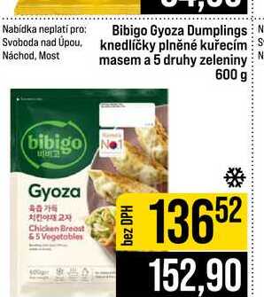 Bibigo Gyoza Dumplings knedlíčky plněné kuřecím masem a 5 druhy zeleniny 600 g